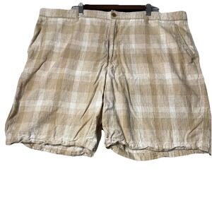 Tasso Elba Island Shorts Mens 42 Tan Linen Cotten Blend Bermuda Classic Golf